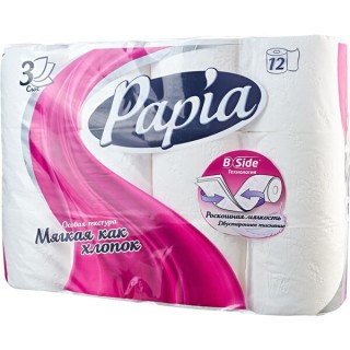 Бумага туал. PAPIA 3сл 12шт 