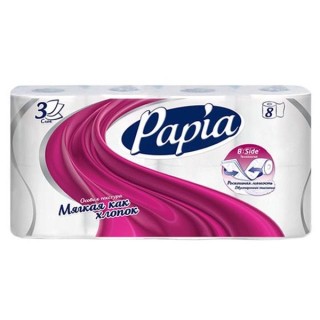 Бумага туал. PAPIA 3сл 8шт 