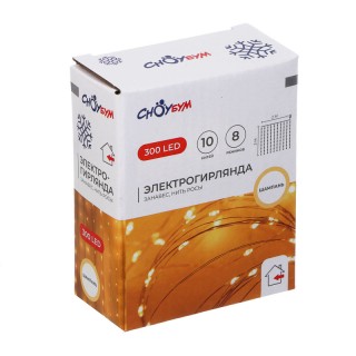 Эл. гирлянда 384-123 300 Led Нитка росы 2*3м занавес USB пульт