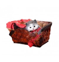 Кашпо Котенок с клубком в корзине 40