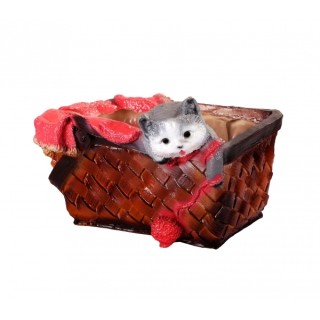 Кашпо Котенок с клубком в корзине 40