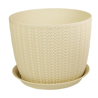 Кашпо Вязание 2,8л М3121 бел.ротанг