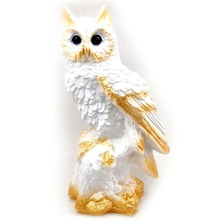 Копилка Филин на бревне бело-золотой 399