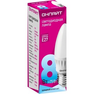 Лампа светод. 71635 OLL-С37-8-230-4К-Е27 8Вт свеча бел.