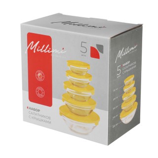 Набор салатников 5пр.с кр. стекло MILLIMI 878-607