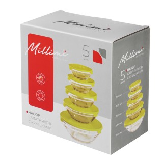 Набор салатников 5пр.с кр. стекло MILLIMI 878-608