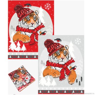 Полотенце кухон. широкое вафельное Символ Года