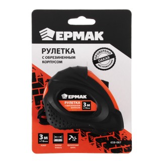Рулетка 3м*16 Ермак обрезин. корпус 658-087