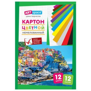 Цв. картон 12цв 12л А4 