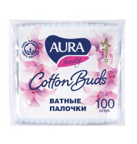 Ватные палочки 100шт пакет Аура