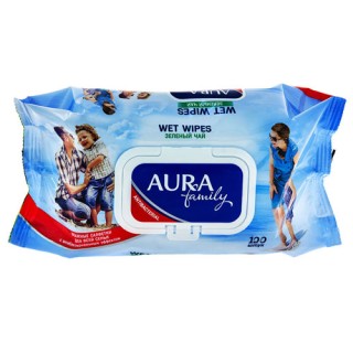 Влаж. салф. Аура 100шт Детские Алоэ с крышк.